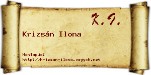 Krizsán Ilona névjegykártya